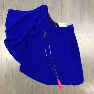 NWT Ariella One Shoulder Asymmetrical Blue Top